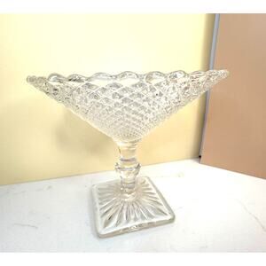 Anchor Hocking Miss America Depression Glass Diamond Cut Candy Dish Compote